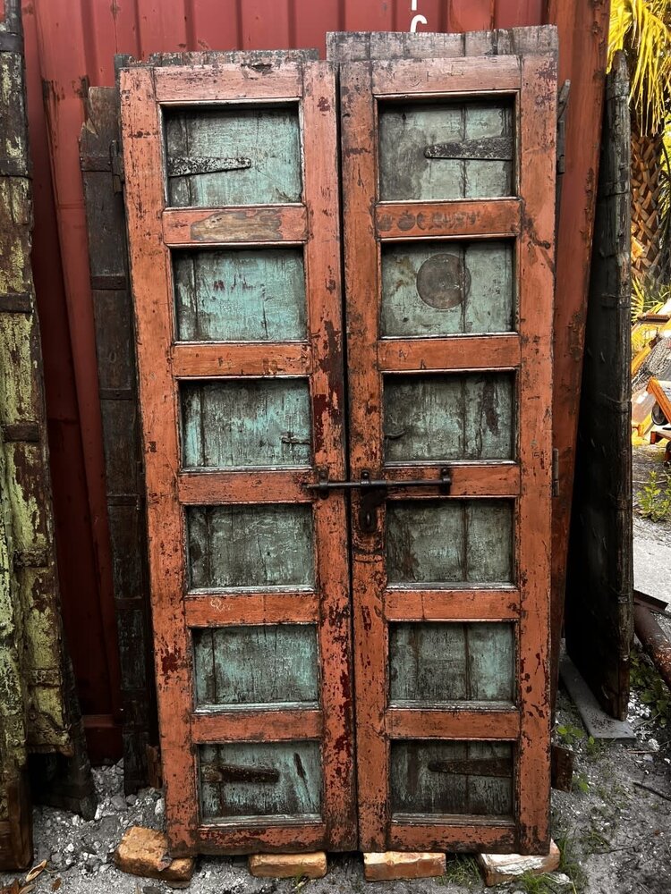 Salvaged Solid Wood Indian Door 40" X 79" OSD39