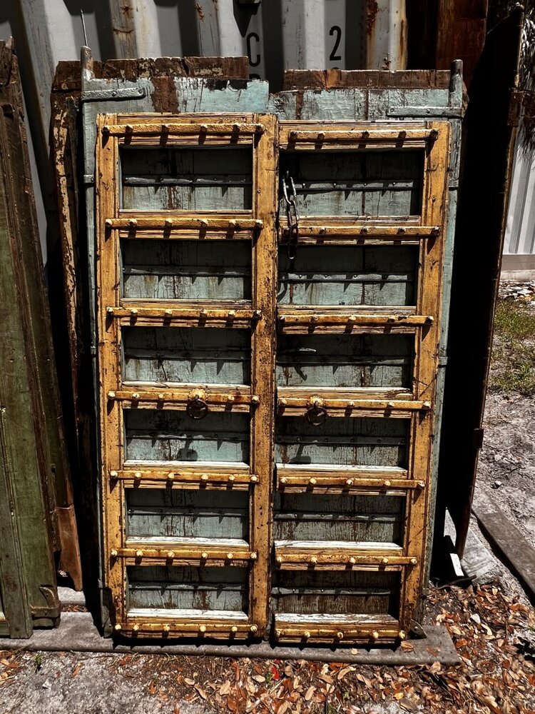 Salvaged Solid Wood Indian Door 47" X 79" OSD33