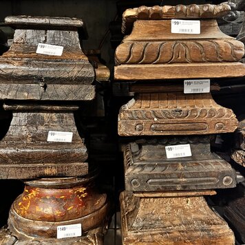 SM Indian Hand Carved Column Capital (Size,Style,Color,Condition will vary)