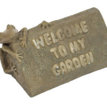 Frog Welcome Stone Pnt