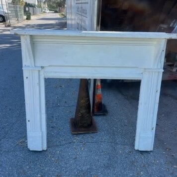 Salvaged White Mantle w/ moulding trim 60w x 52h