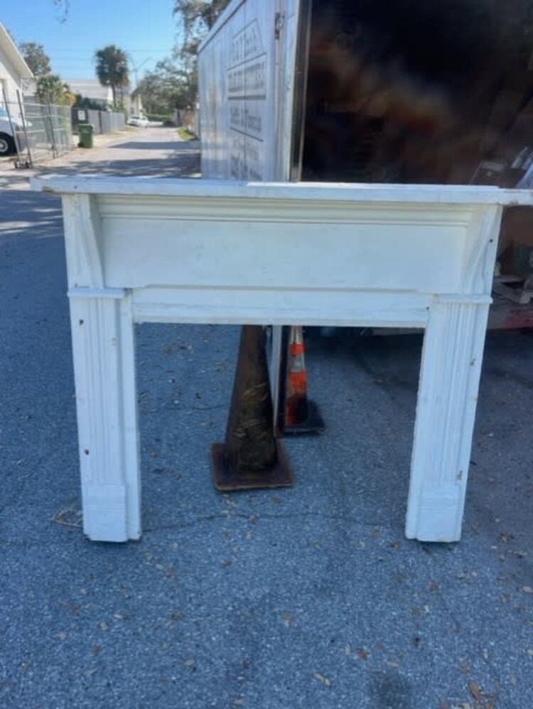 Salvaged White Mantle w/ moulding trim 60w x 52h