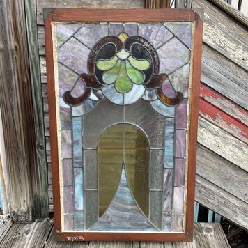 Stained GLass Window W/ Wood Frame 23"x1.25"x36"