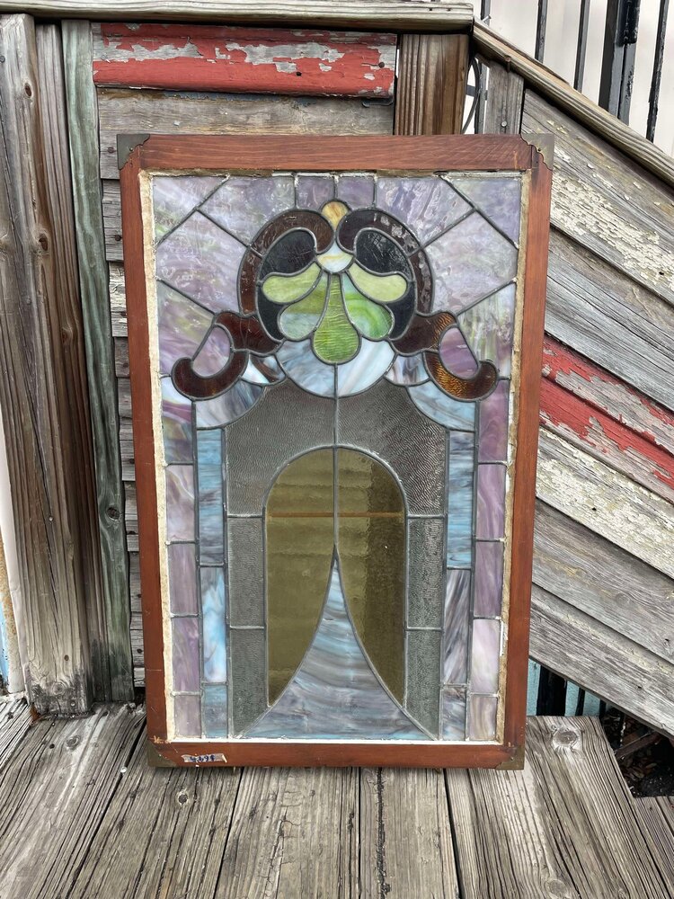 Stained GLass Window W/ Wood Frame 23"x1.25"x36"