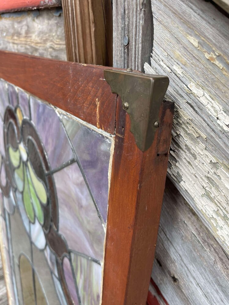 Stained GLass Window W/ Wood Frame 23"x1.25"x36"