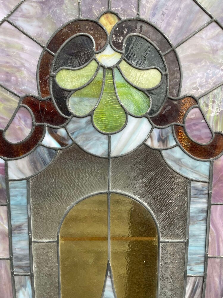 Stained GLass Window W/ Wood Frame 23"x1.25"x36"