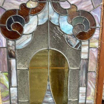 Stained Glass Window W/ Wood Frame 22.75"x1.5"x35"