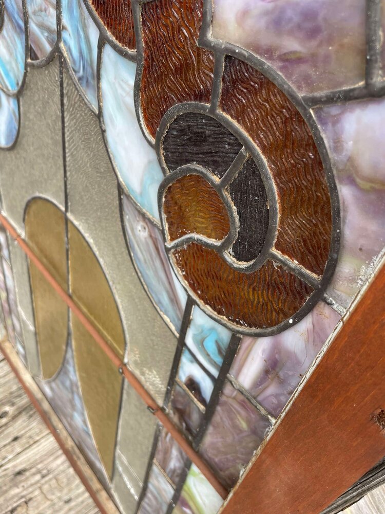 Stained Glass Window W/ Wood Frame 22.75"x1.5"x35"