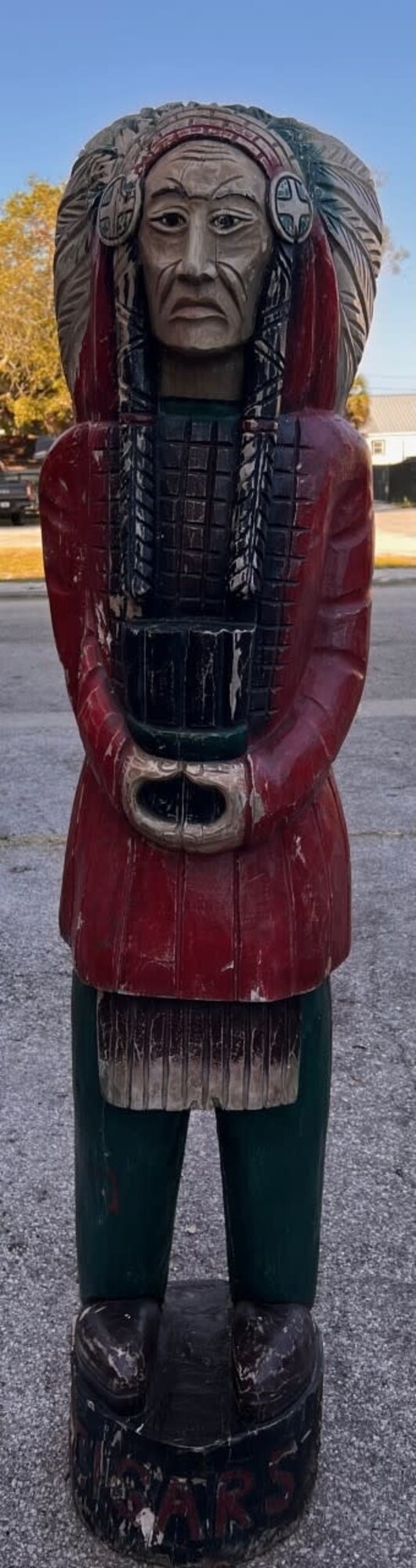 Gesso Cigar Indian 15" X 15" X 76" Style A