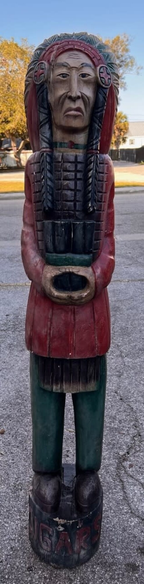 Gesso Cigar Indian 12" X 12" X 70" Style B