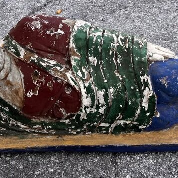 Vintage Chinese Gesso Buddha Lying Down 34" X  10" X  15"
