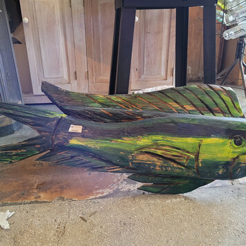 hand carved fish art (various styles)