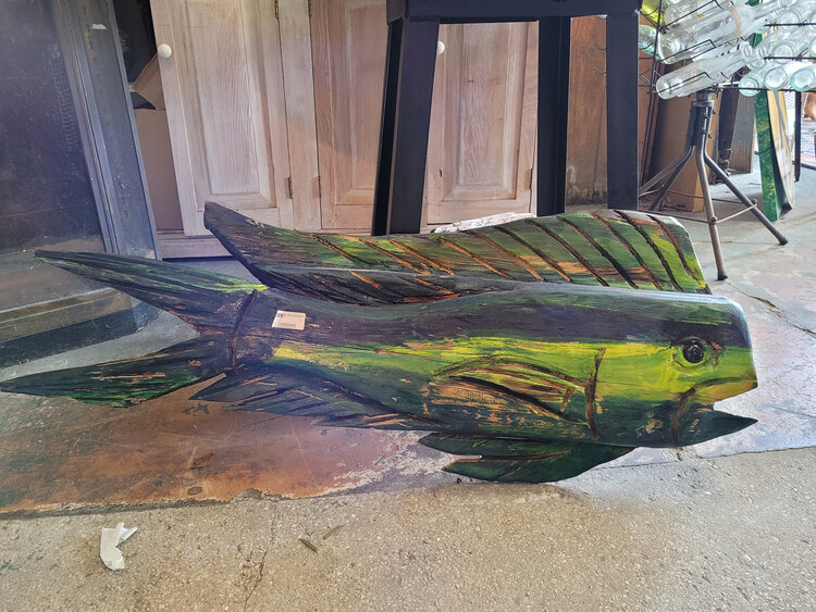 hand carved fish art (various styles)