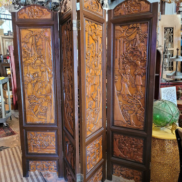 vintage carved mcm room divider