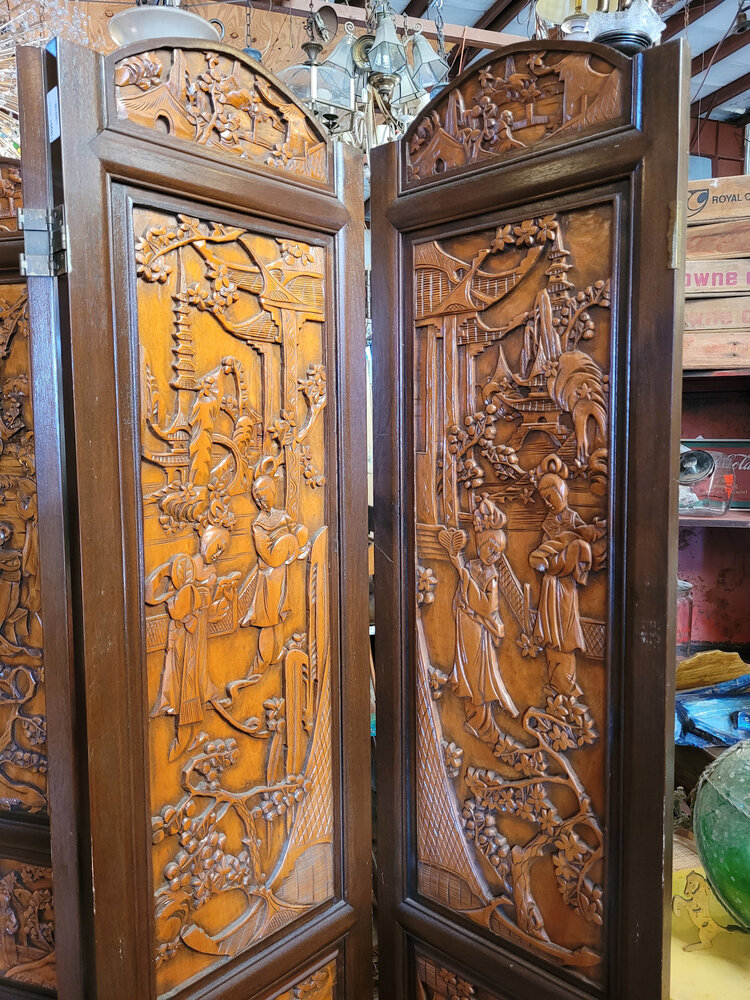 vintage carved mcm room divider