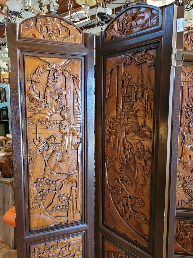 vintage carved mcm room divider