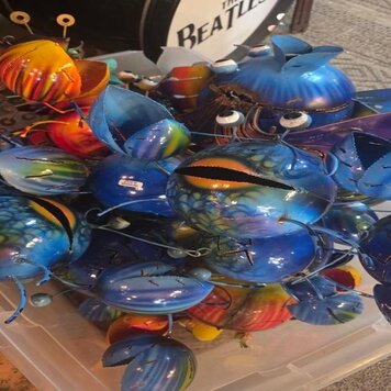 fish - colorful metal tin