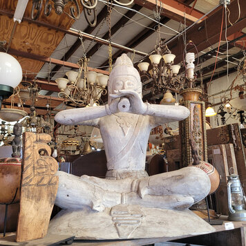 vintage hand carved wood statue