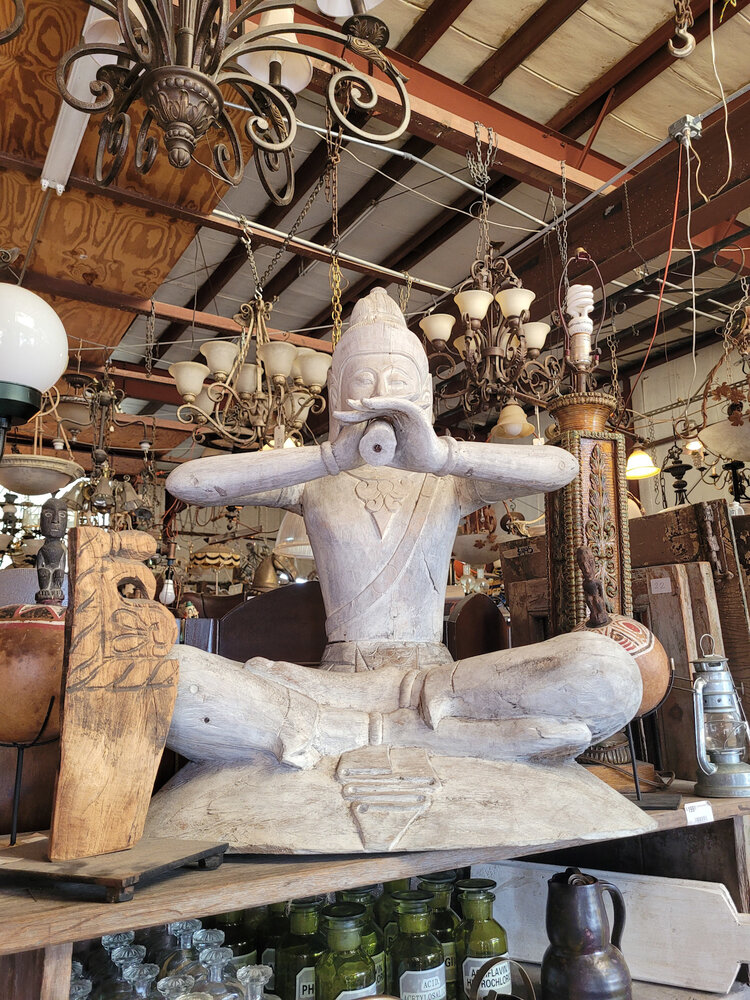 vintage hand carved wood statue