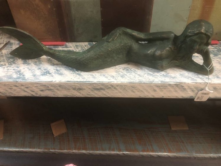 Large Lying  Mermaid Vintage Green