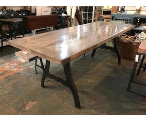 30 X 84 Gray Wash Maple Table Iron Forged Legs Sarasota Gray Wash Maple Table Iron Forged Legs