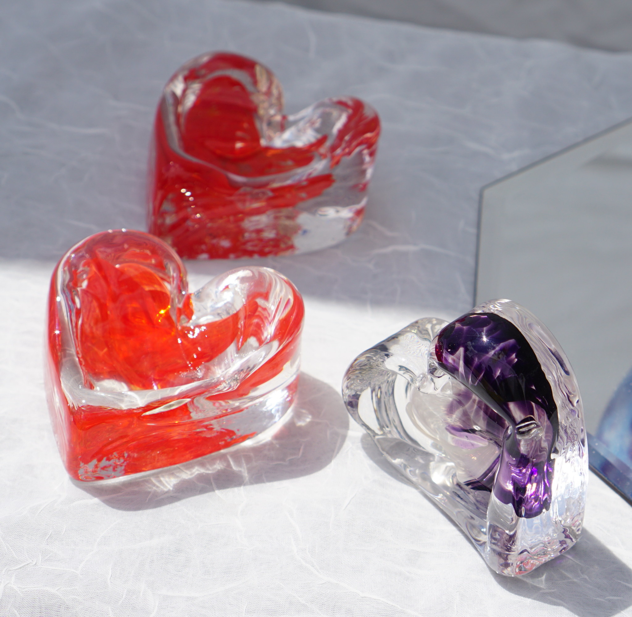 Inspired Fire Glass Glass Heart Paperweight Ring Holder