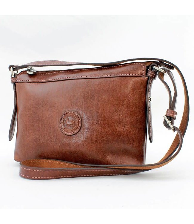 Leather Shoulder Bag With Long Strap Brown