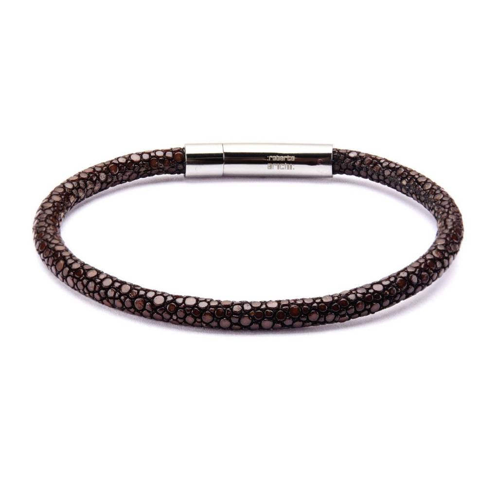 Inox Brown Stingray Leather Bracelet Oceans Allure Inox Brown Stingray Leather Bracelet
