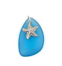 Aqua Sea Glass & Starfish Pendant
