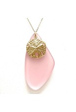 Pink Sea Glass & GF Sand Dollar Pendant