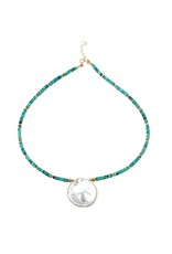Round Keshi Petal & Barrel Turquoise Necklace