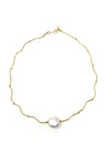 Gold Filled Bar & Coin Pearl Necklace