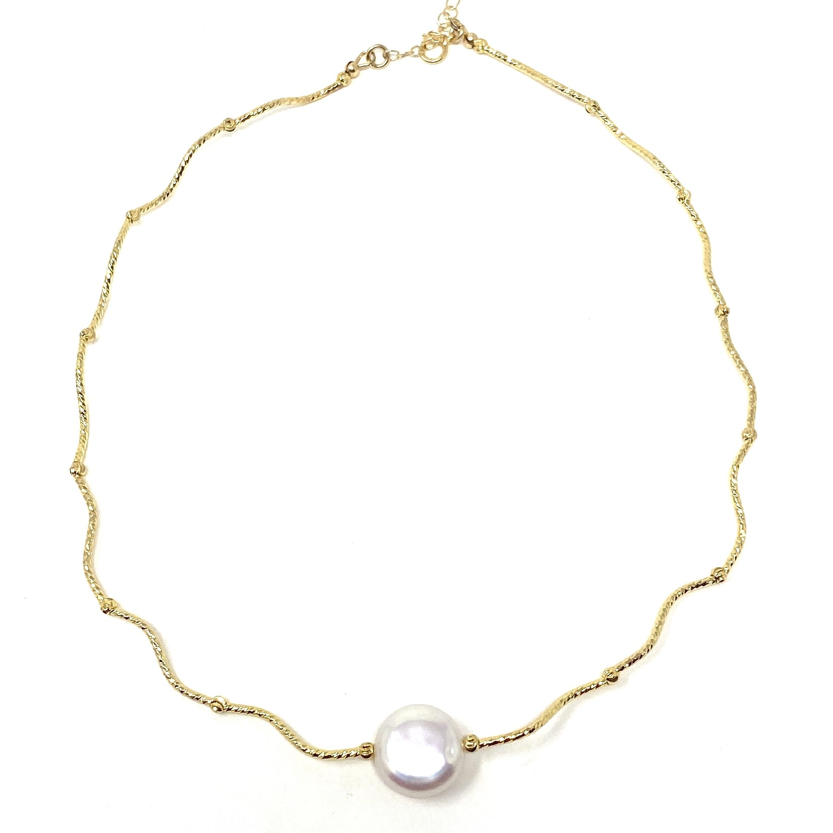 Gold Filled Bar & Coin Pearl Necklace - Oceans Allure
