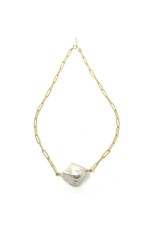 GF Paperclip Chain & Baroque Pearl