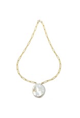 GF Paperclip Chain & Round Keshi Pearl