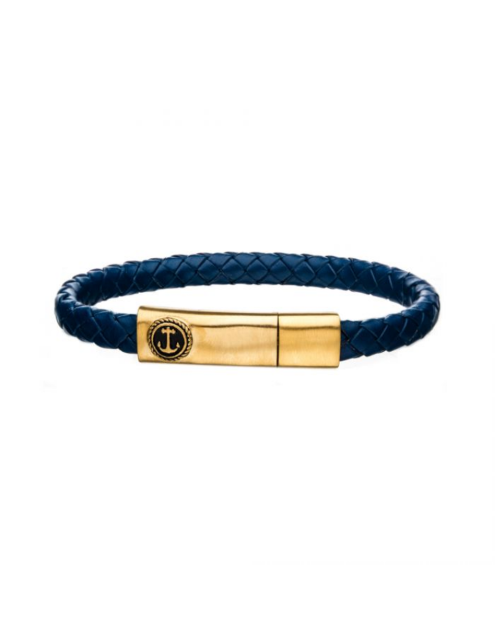 Inox Blue Leather GP Anchor Bracelet