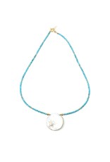 Round Keshi Petal & Turquoise Necklace