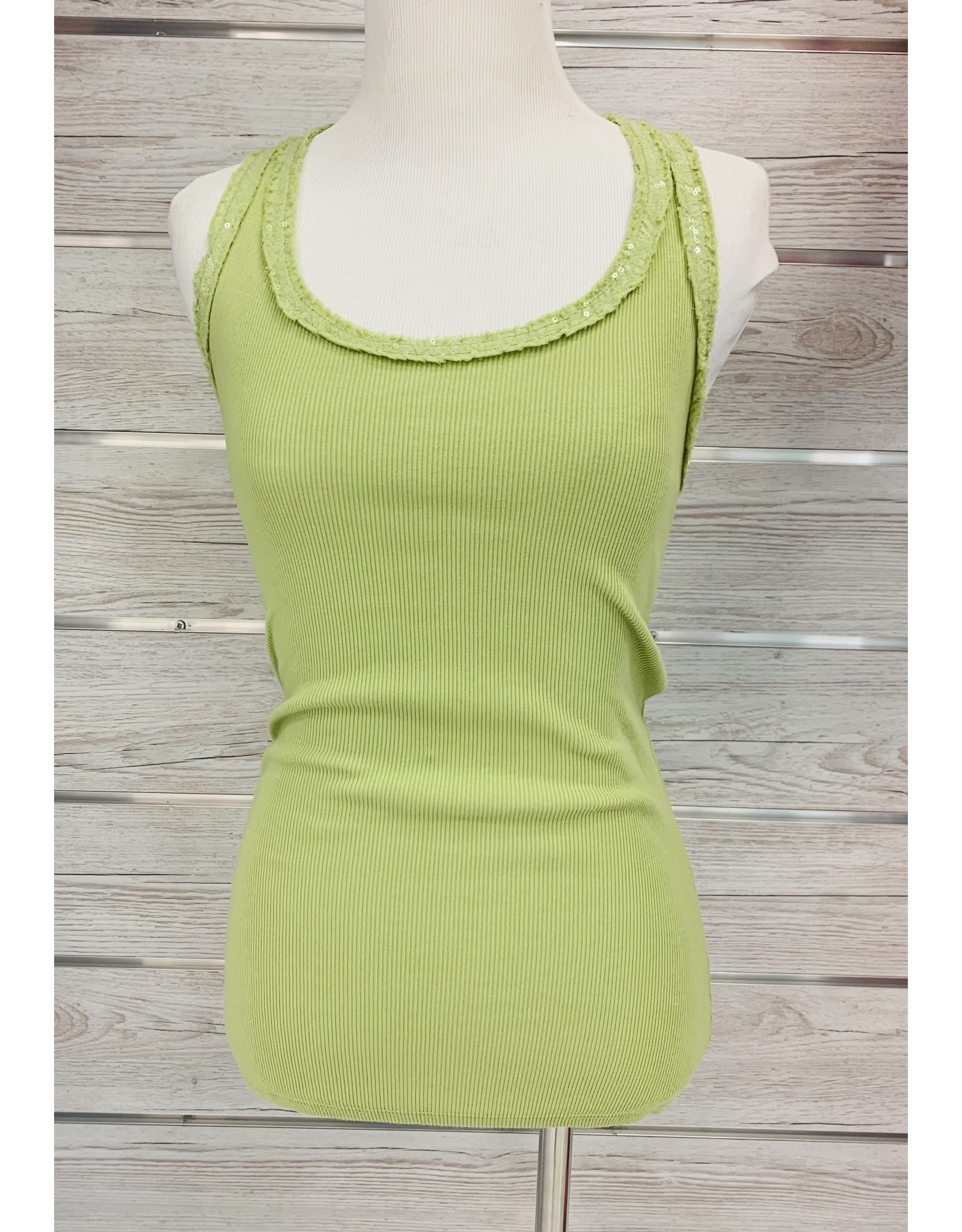 Lime Sequin Racer Tank