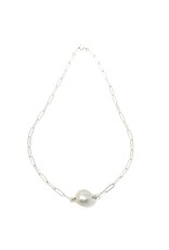 Paperclip Chain & Baroque Pearl