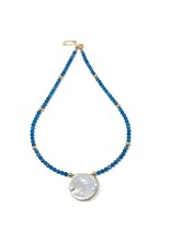Round Keshi Pearl & Apatite Necklace