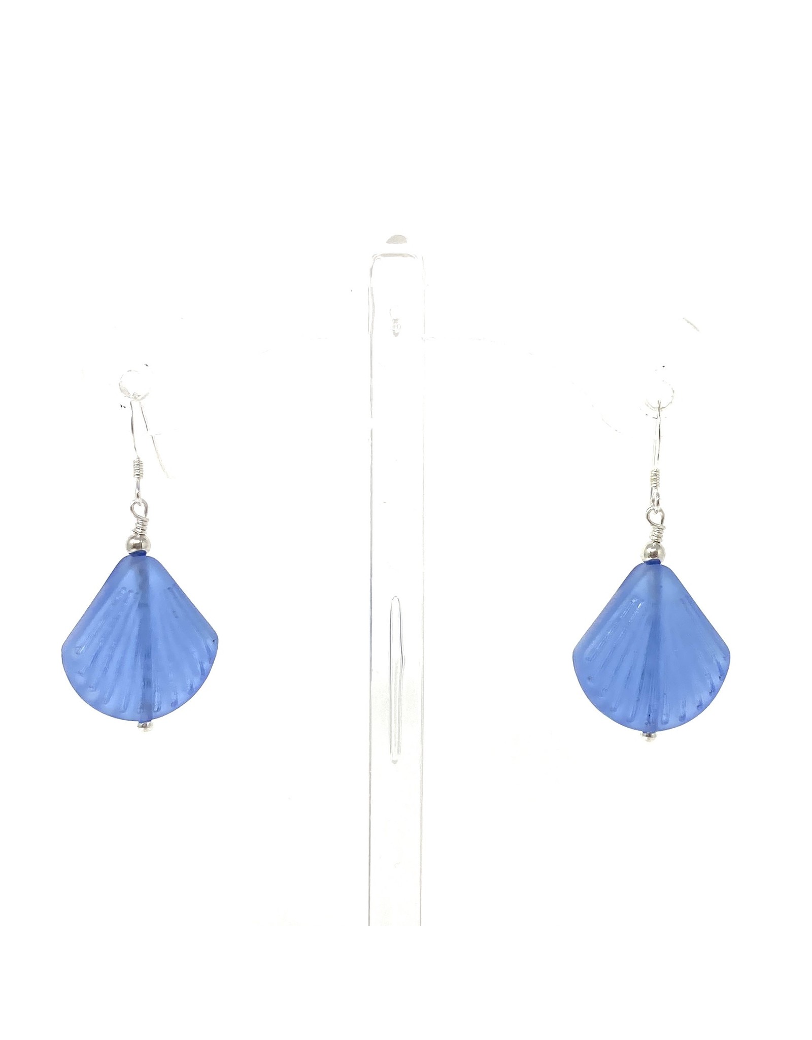 Sea Glass Shell Earrings Blue
