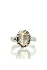Silver Colors Solid Oval Moonstone Ring
