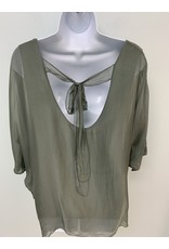 Sage Tie-Back Silk Sleeve Top