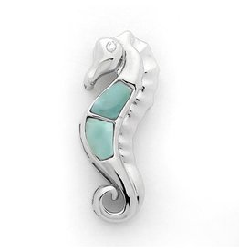 Sterling & Larimar Seahorse with CZ Eye