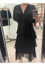 Black Midi Ruffle Dress