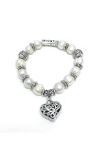 White Pearl Heart Bracelet