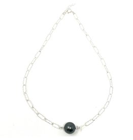 Tahitian Pearl on Cut Paperclip Chain