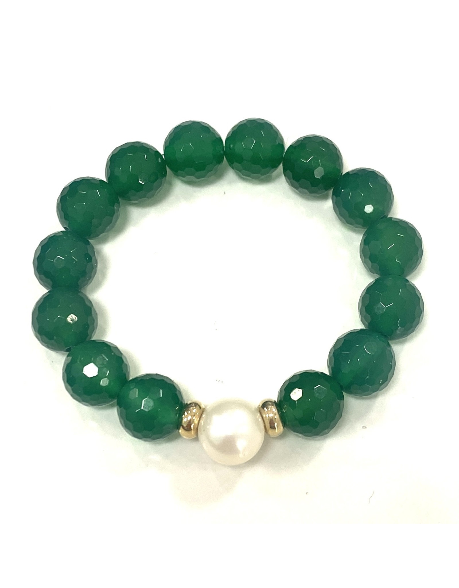Large Green Agate, GD & FWP Bracelet