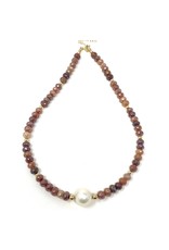 Sunstone & Baroque Pearl Necklace