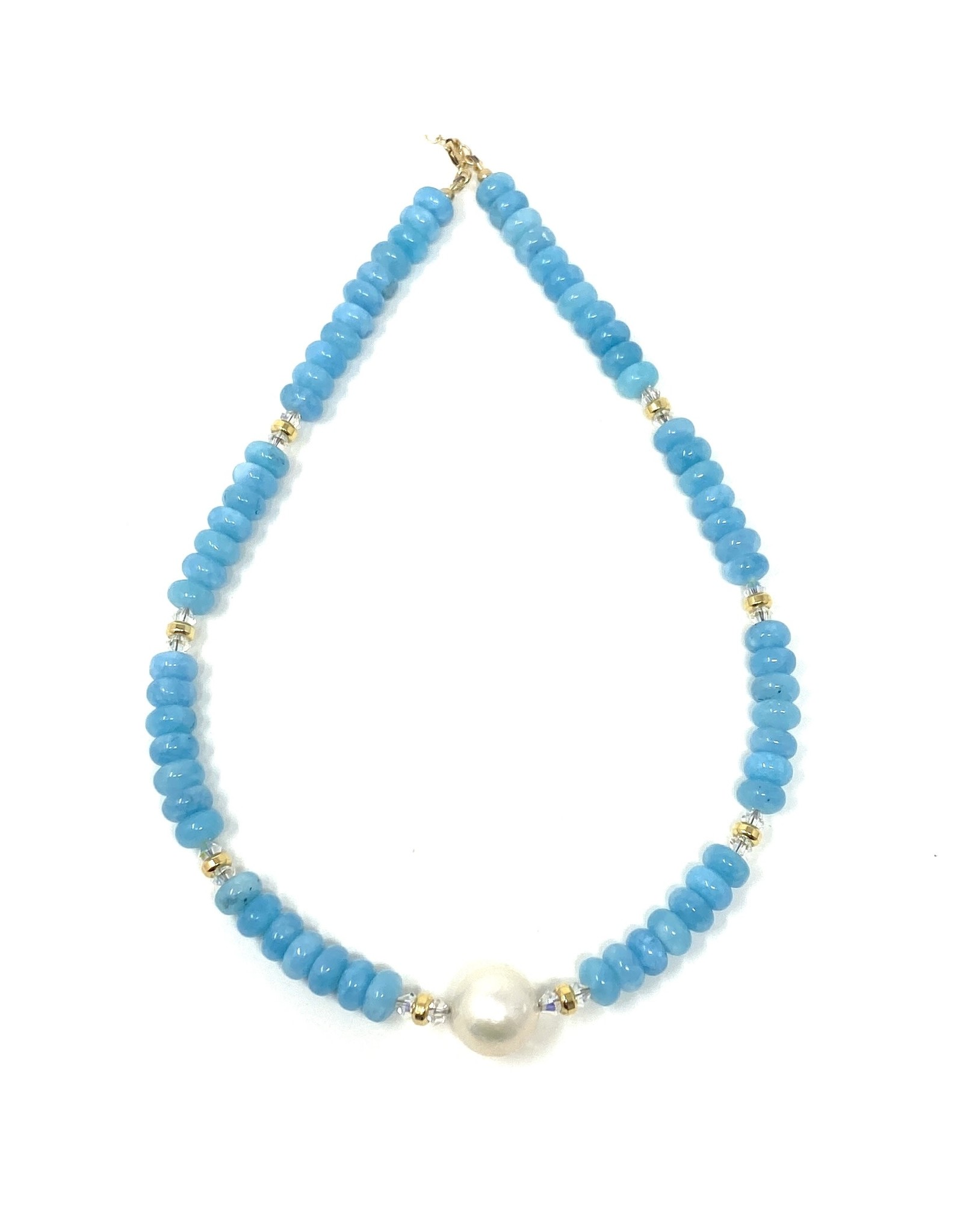 Rondelle Aquamarine & Baroque Pearl Necklace